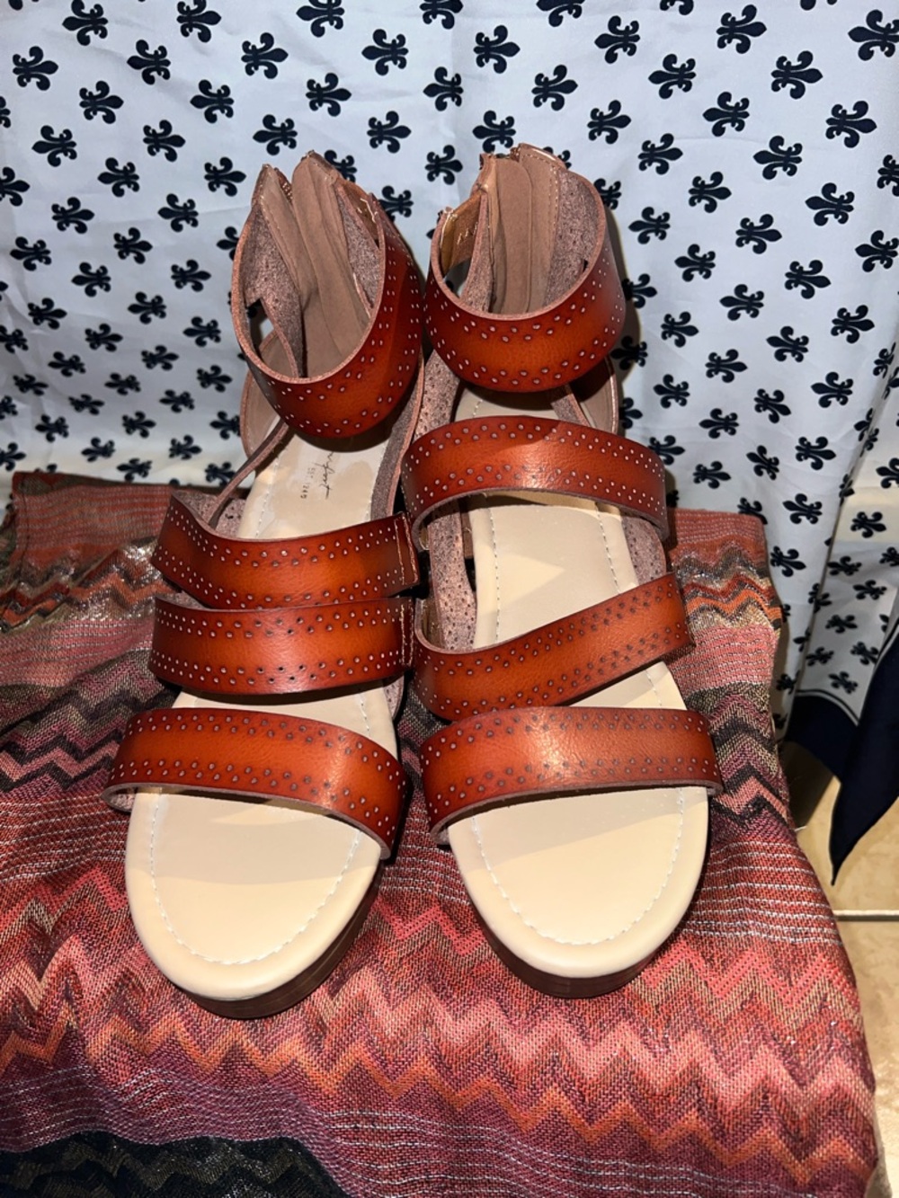 Women's Brown Strappy Studded Sandals